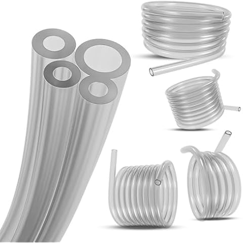 4 Sizes Assoreted Fuel Line Hose - Replacement Tubing for Two Stroke/ 2 Cycle Small Enginge ower Tools, Petrol Gas Pipe for Lawn Mower String Trimmer Chainsaw Leaf Blower - Fit Most Brands (Clear) Cover