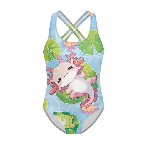 Image of Xpyiqun Swimsuit for Girls One Piece Bathing Suits Size 5-14 Sleeveless Swimwear Cross Shoulder Strap Swimming Wear