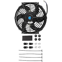 10 بوصة العالمي سليم مروحة سحب المبرد الكهربائية مروحة التبريد 12 V 80 W مع جبل كيت الثقيلة منحني واسعة - 6 S شفرات، 10 بوصة دفع مروحة الأسود
