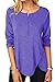 NONSAR Damen Lässige Langarm T-Shirt Elegant Oberteile Freizeit Tuniken mit Button Shirt (9331XL,Lila-blau)