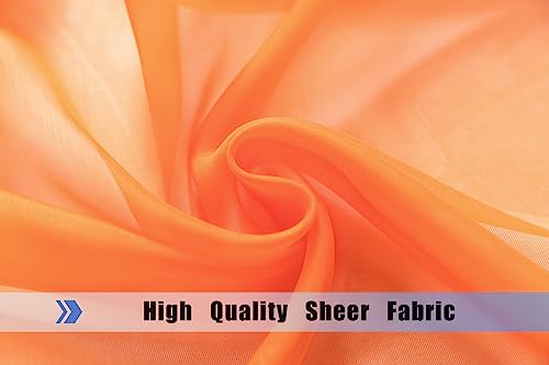 WPM WORLD PRODUCTS MART Orange Window Sheer Treatment Panels Beautiful Rod Pocket Voile Elegance Curtains Drapes for Living Room, Bedroom, Kitchen Fully Stitched, Set of 2 (Orange, 63" Inch Long) by WPM WORLD PRODUCTS MART - Image 4