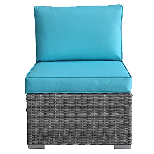 Lukeo Oval Shape Outdoor Patio Pe Rattan Wicker Furniture 6 Pcs Set Sectional 2 Middle+2 Armrest+1 Corner Sofa+1 Tea Table (Color : E) #TOP5