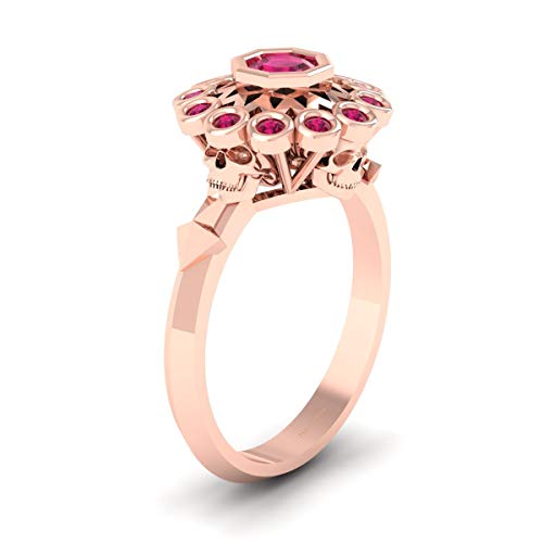 Bague argent anti-ternissement rubis rose synthétique confortable et chic