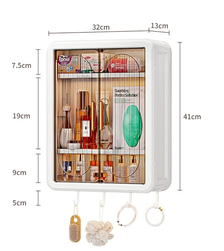 Image of House of Quirk Wall Mounted Bathroom Storage Rack - Punch-Free Magnetic Storage Box, Dust-Proof Organizer Rack for Home & Bathroom Essentials (White, Extra Large)