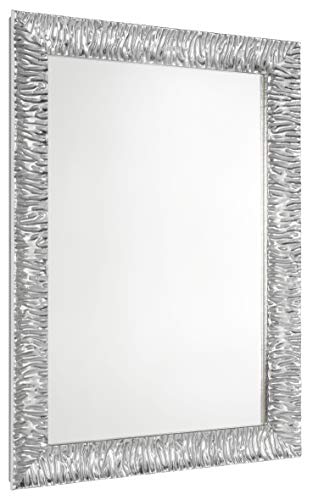 GaviaStore Espejo de Pared Moderno - Julie Silver - 70x50 cm - Muebles para el hogar Arte decoración Sala de Estar Sala Moderna Dormitorio baño Cocina Entrada Wall