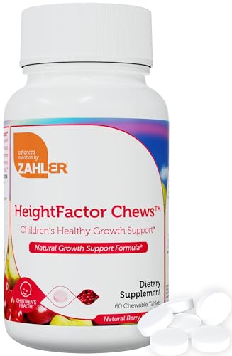 Zahler HeightFactor Chewable Tablets - Natural Kids Height Growth Supplement for Children Age 4+ Doctor Formulated Height Increase Maximizer to Grow Taller - Natural Growth Support Formula, 60 Count