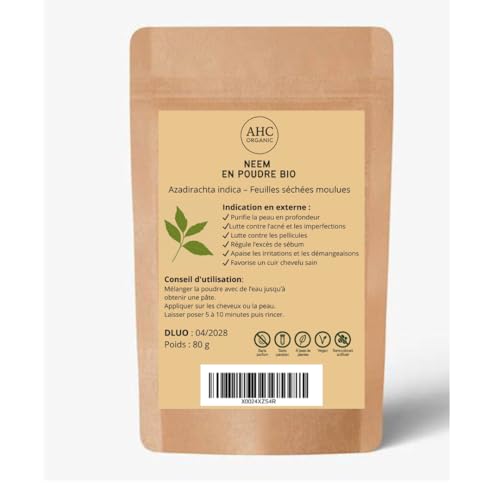 Poudre de Neem BIO - Feuilles de Margousier - Cheveux - Soins de la peau