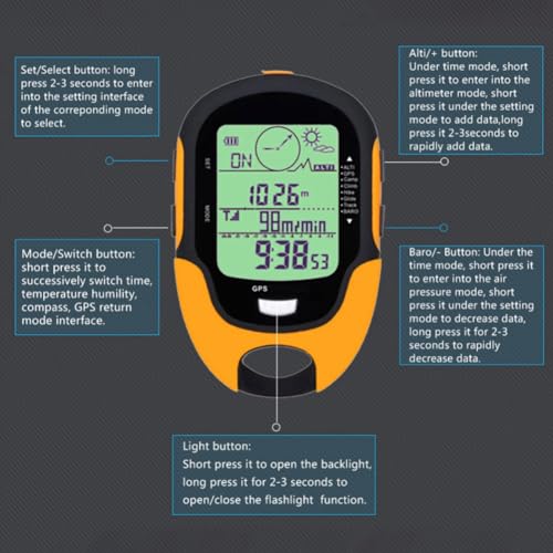Keenso Altimètre Electronique Extérieur de GPS, FR510 ABS IPX4 Imperméabilisent la Boussole d'Altitude de Navigation Extérieure de Température d'Humidité Electronique