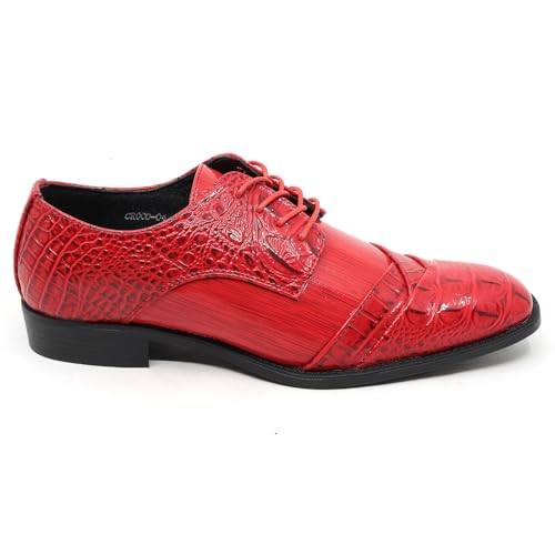 Image of Metrocharm Men's Formal Fashion Tuxedo Wedding Lace Up Cap Toe Dress Shoe croco-04