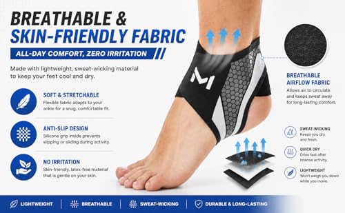 Image of Mcbazel Ankle Support Brace for Men & Women | Compression Ankle Sleeve for Sports, Running, Gym & Walking | Adjustable Ankle Stabilizer for Sprain Recovery, Pain Relief & Injury Prevention