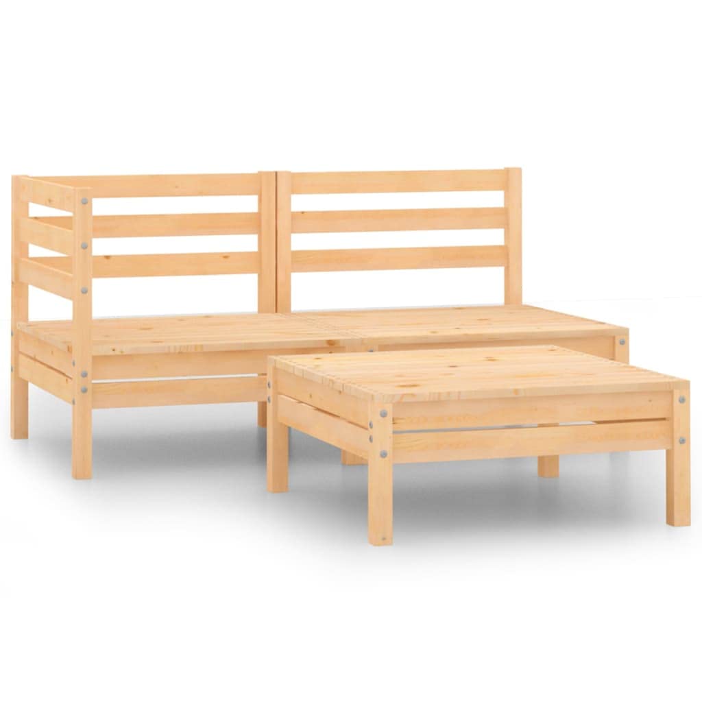 3-częściowy zestaw wypoczynkowy ogrodowy z litego drewna sosnowego, sofa do użytku na zewnątrz i meble ogrodowe ze stołem, balkonem i salonem, odporny na warunki atmosferyczne, modułowy leżak