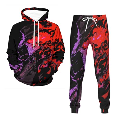 Survêtement décontracté homme squelette diable pantalon et sweat à capuche jogging athlétique