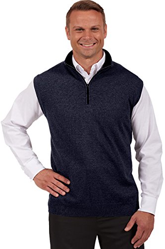 Edwards Garment Men's 1/4 Zip Fashion Vest, Navy Heather, L
