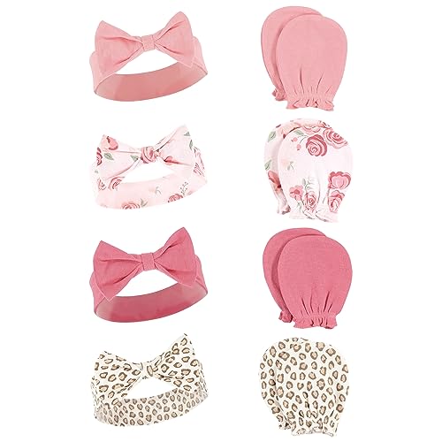 Image of Hudson Baby Baby Girls' Cotton Headband and Scratch Mitten Set