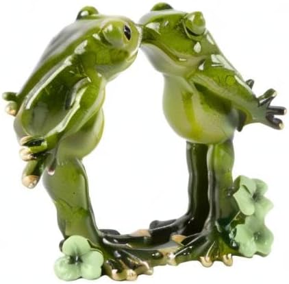 Miniatura 8 de SAISHUO Figura romántica de pareja de rana besando  1 juego de estatuas de ranas únicas de animales decoración de estante de mesa para el hogar,