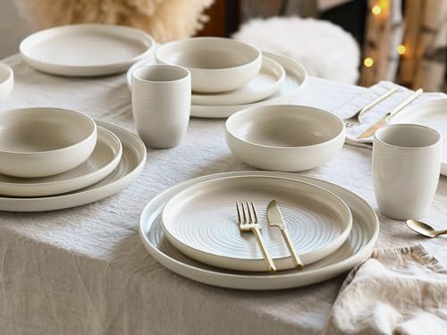Foto von CreaTable, 23863, Serie Uno, 16-teiliges Geschirrset, Kombiservice aus Steinzeug, spülmaschinen- und mikrowellengeeignet, Made in Portugal