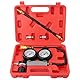 QWORK® Druckverlust Leck Tester, Kompressionstester, Motordichtheitsprüf Werkzeug mit Zwei Druckmessgeräten