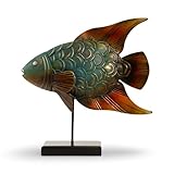 Made Easy Kit Fish Metal Art Freestanding - Home & Kitchen Décor Sculpture Statue Antique Colorful Craft - Sea Ocean Beach Coral Costal Pond Marine Nautical River Water Inspired Statue Designs (Fish)