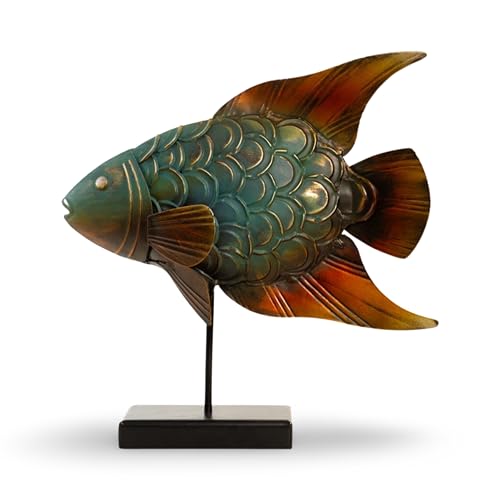 Made Easy Kit Fish Metal Art Freestanding - Home & Kitchen Décor Sculpture Statue Antique Colorful Craft - Sea Ocean Beach Coral Costal Pond Marine Nautical River Water Inspired Statue Designs (Fish)