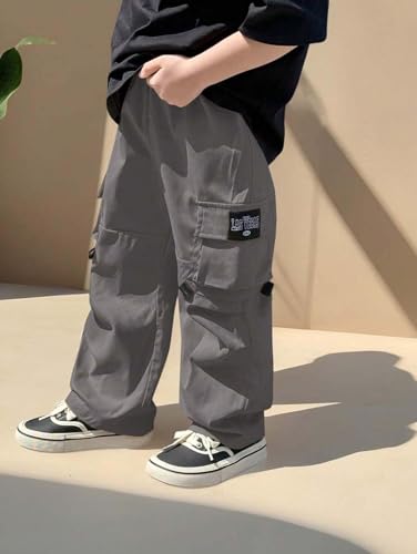 Image of Lymio Junior's Boys Cargo Pants | Stylish Cotton Blend Casual Trousers for Kids | Relaxed Fit Junior Boy Cargo Pant | Trendy Kids Streetwear Joggers with Multi-Pockets