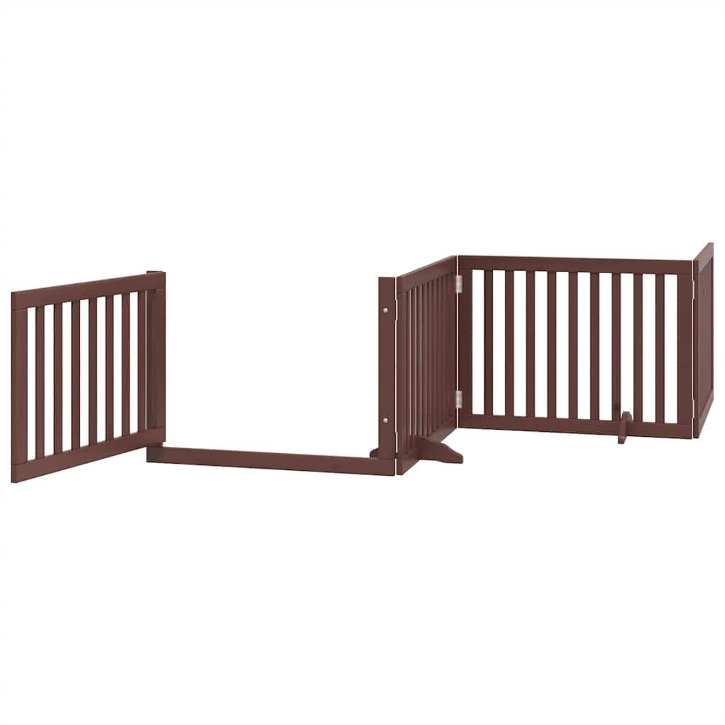 Puerta plegable para perros de 6 piezas con puerta de madera de álamo, rejilla plegable para perros con puerta con cerradura para seguridad de mascotas, puerta para perros sin taladrar