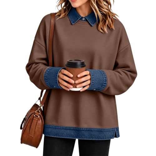 Womens Long Sleeve Tops for Fall Denim Basic Fit Side Slit Workout Top - image 4