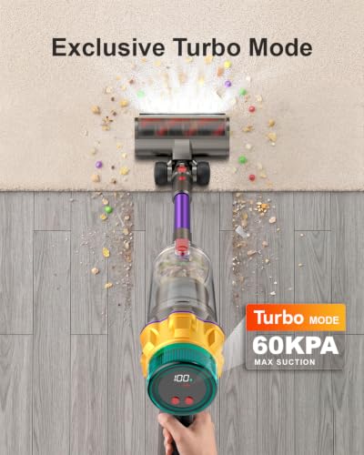 Image of Cordless Vacuum Cleaner, 55KPA 650W 70Mins Extra-Large Dust Cup Cordless Stick Vacuum, Rechargeable Vacuum Cleaner with Self-Standing, Vacuum Cleaners for Home, Hardwood Floor, Carpet, Pet Hair