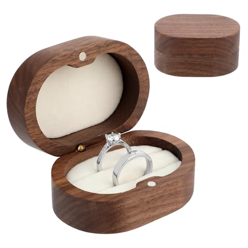 Yolev Caja de Anillo Doble Caja para Anillos de Boda de Madera Caja para Joyas Soporte para Anillos...