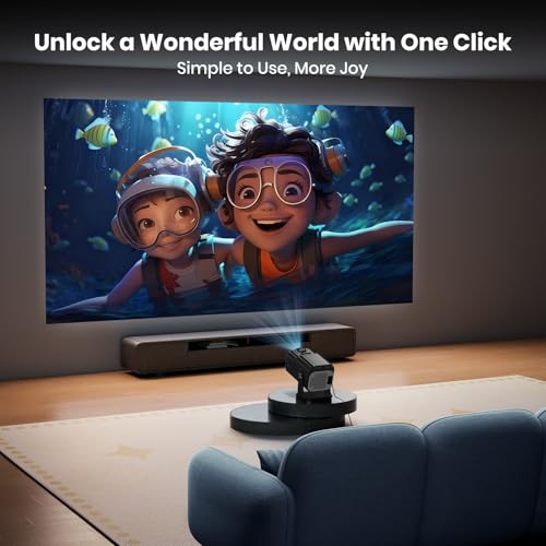 جهاز عرض 4K مع واي فاي وبلوتوث، جهاز عرض صغير اصلي محمول بدقة 1080P، تركيز تلقائي ومتوافق مع عصا التلفزيون/ميموري ستيك/اللابتوب، جهاز عرض منزلي ذكي خارجي، اسود