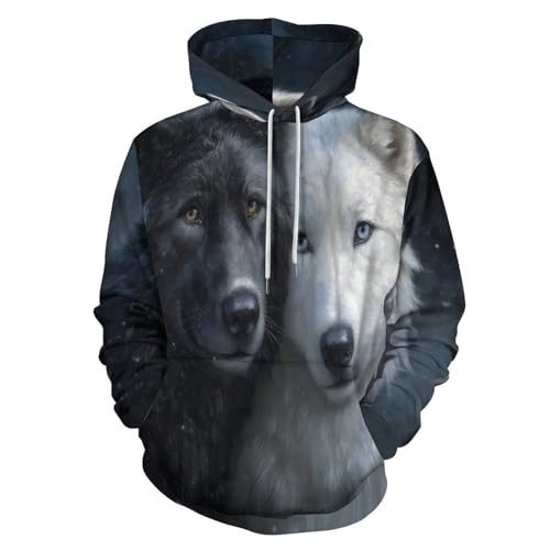 Sweat à capuche loup pull confortable manches longues contre le froid pour homme actif