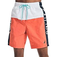 Nautica Men’s 8 Pieced Heritage Full Elastic Swim Short, Orange, Medium