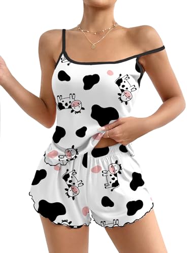 Image of Ekouaer Womens Cami Pajama Set Cute Printed Camisole Shorts Sleepwear | Tank Top and Shorts Lounge Set Soft Pjs for Daily Wear, Home, Party or Date Nights