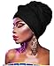 L'VOW Women' Soft Stretch Headband Long Head Wrap Scarf Turban Tie (Black)