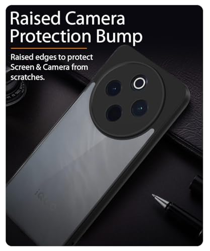Image of WOW IMAGINE Translucent Hybrid Back Case Cover for iQOO Z10 5G | Vivo T4 5G Smoked Matte Back | Shock Proof 360 Degree Protection | Protective Hard Case - Matte Black
