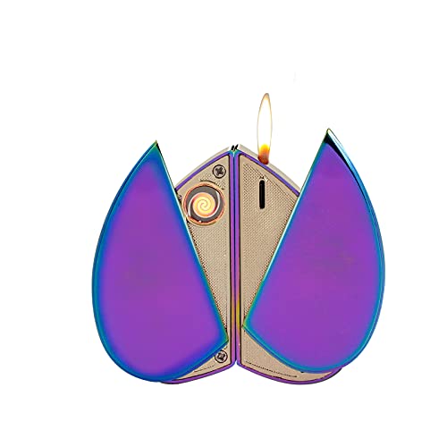 Heart Shaped Lighter, Butane Lighter, USB Lighter, Gas & Electricity Lighter, Gas Metal Electronic Lighter with Windproof Grinding Wheel, Suitable for Indoor & Outdoor, Gifts (Peach Heart)