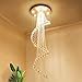 Saint Mossi Modern K9 Crystal Spral Raindrop Chandelier Lighting Flush Mount LED Ceiling Light Fixture Pendant Lamp for Dining Room Bathroom Bedroom Livingroom 7 GU10 Bulbs Required H71" X D24"