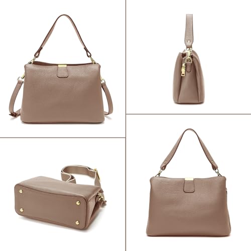 Image of Small Women Soft Genuine Leather Shoulder Bag Crossbody Purses for Lady Bucket Handbag
