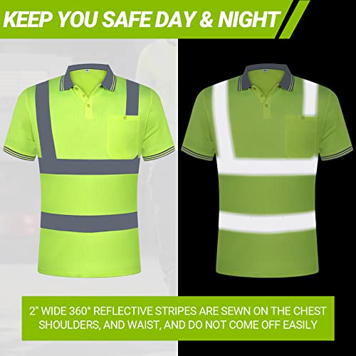 Riyiper 6 Pcs Xl Size High Visibility Safety Shirts For Men Construction Work Shirt Bulk With Reflective Strips Large Pocket Yellow Mechanic Workwear For Men Women #TOP4