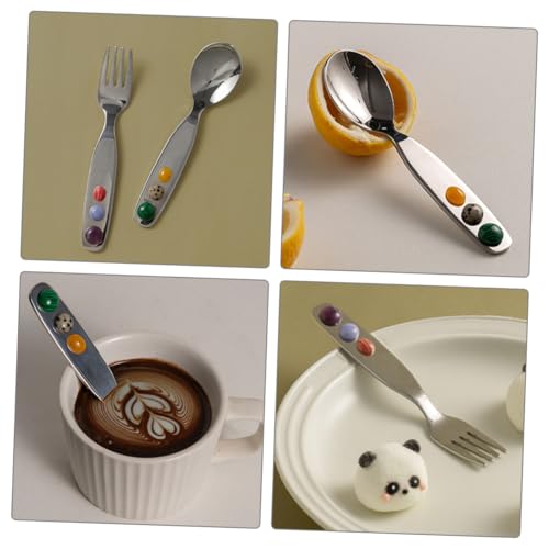 Zerodeko 1 Conjunto De Colher De Chá De Aço Inoxidável Colheres De Coquetel Agitador Talheres Fofos