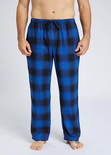 Mens Pajama Pants Flannel Cotton Plaid Sleep & Lounge Pants, PJ Bottoms with Pockets and Button Fly3