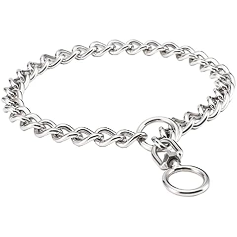 SGODA Chain Dog Training Choke Collar with Swivel, Stainless Steel, 22in, 3.5mm Cover