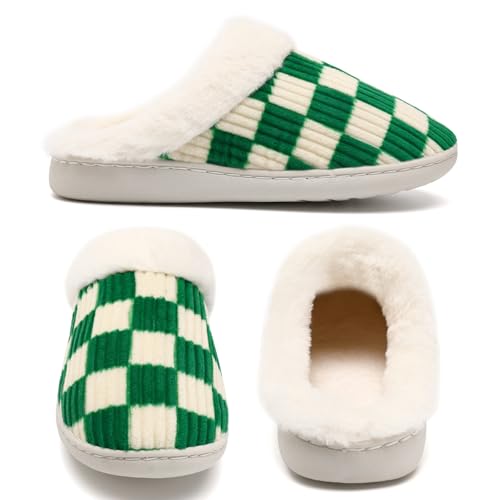 Image of Guyarns House Slippers for Women & Men - Fuzzy, Casual Indoor /Outdoor Shoes with Memory Foam & Faux Fur Lining
