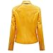 Lu's Chic Women's Long Sleeve Faux Leather Jacket Motorcycle Winter PU Coat Biker Moto V Neck Short Snow Fashion Thick Fitted Outerwear Yellow X-Large