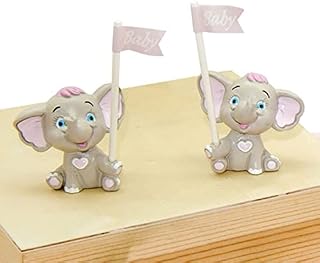 Ingrosso e Risparmio 12 figuras de resina de colores con forma de elefante con detalles rosa y bandera de bebé, ideas de regalo para nacimiento, cumpleaños femenino (sin embalaje).