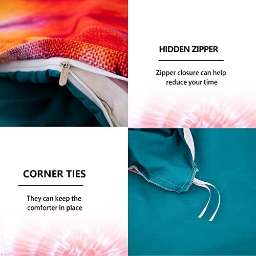 Green Tie Dye Duvet Cover Single Bohemian Hippie Bedding Set Soft Microfiber Duvet Cover 2PCs with Zipper Closure for Boys Girls (Single, 135x200cm)