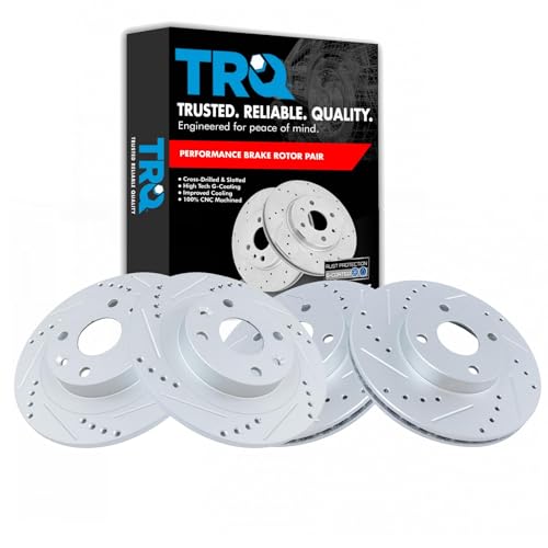 TRQ Front and Rear Brake Rotor Set G Coated Drilled and Slotted Compatible with 1994-2005 Mazda Miata by TRQ - Used condition - US$68.18