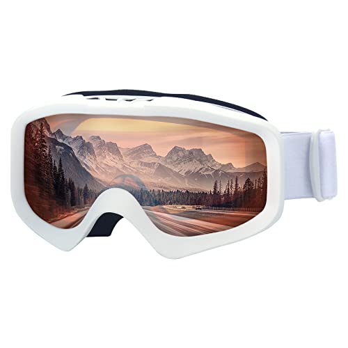 Skyway Ski Goggles,Otg Snow Snowboard Goggles For Men Women Snowmobile Skiing Skating Ss6001 (White Frame/Orange Lens) #TOP9