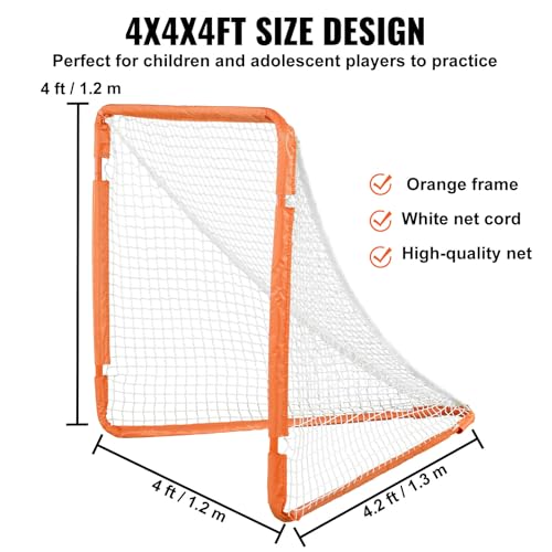 image for VEVOR Lacrosse Goal, 4' x 4' Small Kids Lacrosse Net, Folding Portable