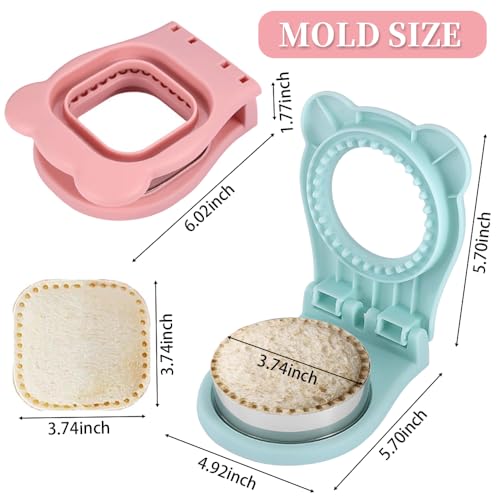 Sandwich Cutter and sealer Set,Square&Round Sandwich Maker with Seal Edge for Homemade sandwich Snacks Lunchbox Bento Box
