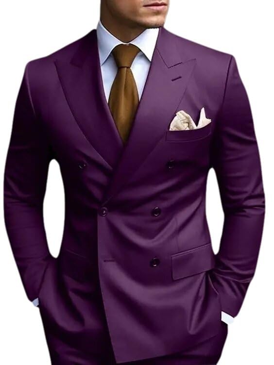 Men's Suits Double Breasted Bespoke Peaked Lapel Formal Blazer Slim Fit 2 Piece Jacket Pants